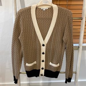 Beautiful See by Chloe cardigan. Beige/Tan/Black. Size M